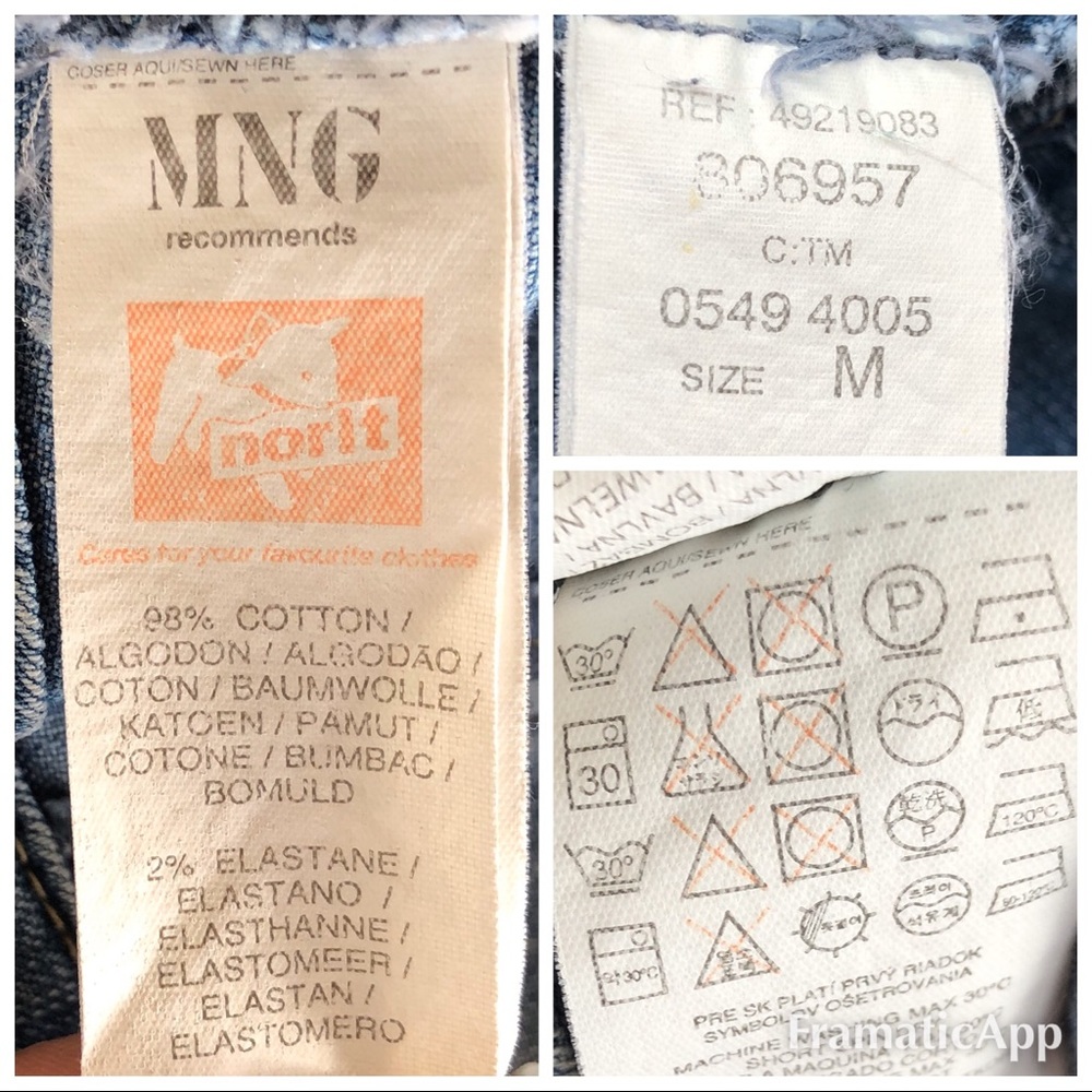 MNG Jeans Faded Cropped Denim Jacket Size Medium - Picture 3 of 4